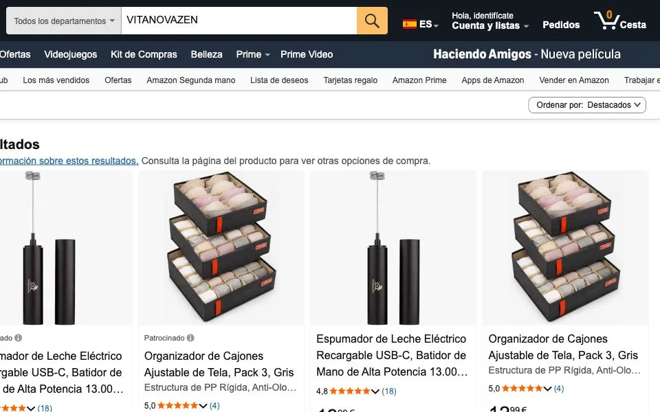 Búsqueda de VITANOVAZEN en Amazon con productos del vendedor VitaNovaZen